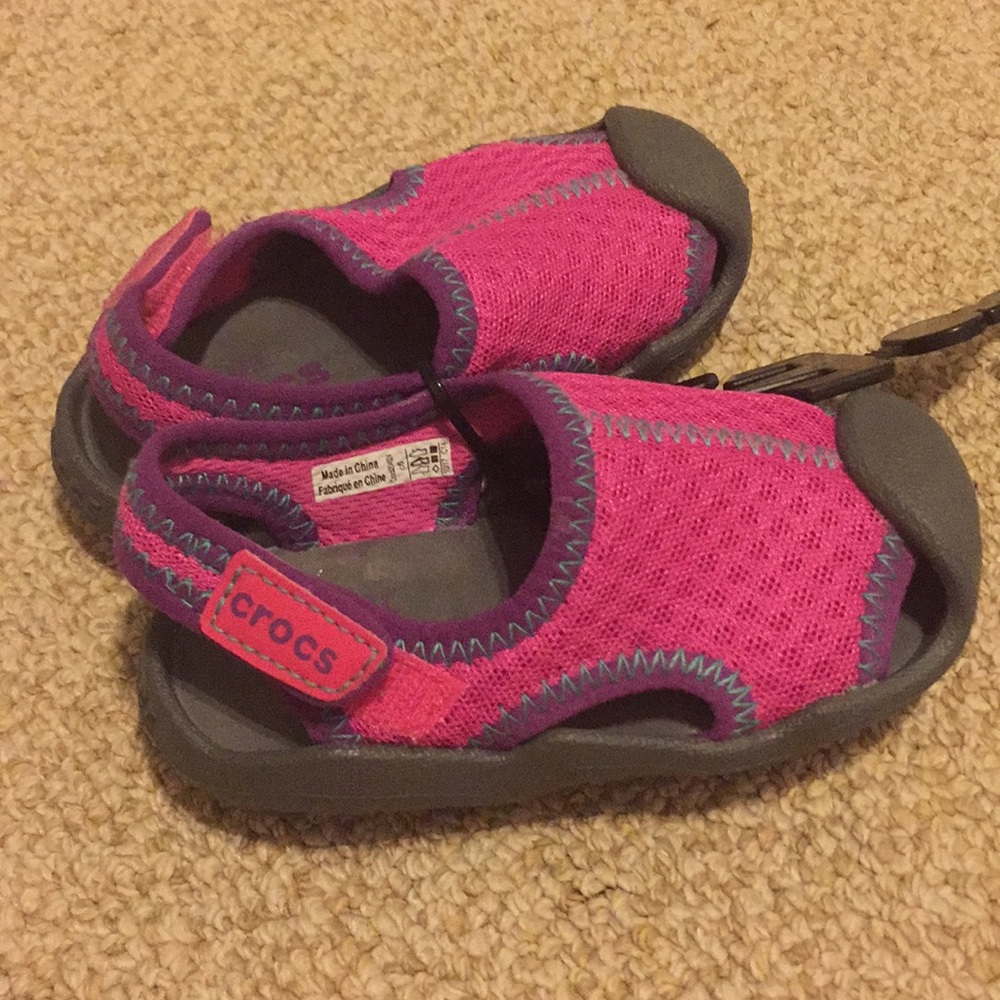 Crocs Pink Swiftwater Sandal with Velcro